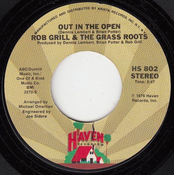 Rob Grill & The Grass Roots : Out In The Open (7")