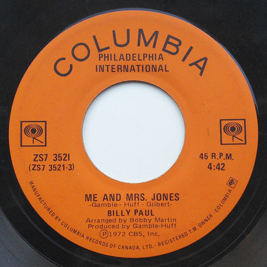 Billy Paul : Me And Mrs. Jones / Your Song (7", Single)