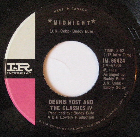 Dennis Yost And The Classics IV : Midnight (7", Single)