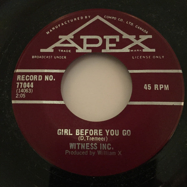 Witness Inc. : I'll Forget Her Tomorrow (7", Single)