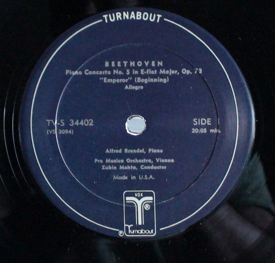 Ludwig Van Beethoven, Alfred Brendel, Wiener Symphoniker, Zubin Mehta : Piano Concerto No. 5, In E-Flat Major, Op. 73 "Emperor" / Fantasy For Piano In G Minor, Op. 77 (LP)