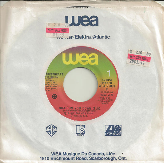 Streetheart : Draggin You Down (Edit) (7", Single)
