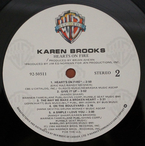 Karen Brooks : Hearts On Fire (LP, Album)