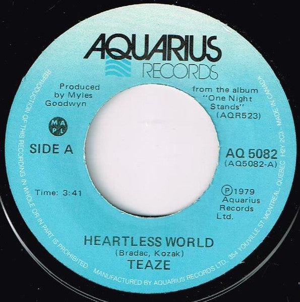Teaze : Heartless World (7", Single)