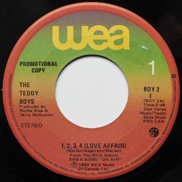 The Teddy Boys (2) : 1,2,3,4 (Love Affair) (7", Single, Mono, Promo)