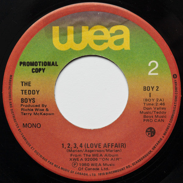 The Teddy Boys (2) : 1,2,3,4 (Love Affair) (7", Single, Mono, Promo)