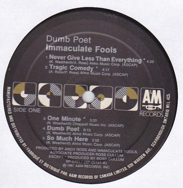 Immaculate Fools : Dumb Poet (LP, Album)