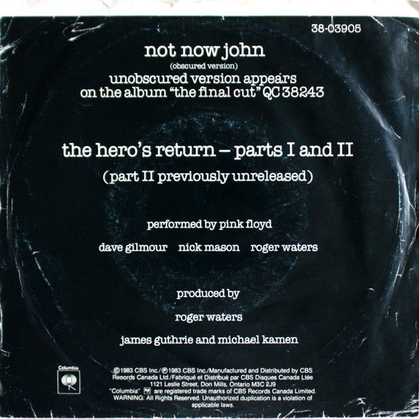 Pink Floyd : Not Now John (Obscured Version) (7", Single)