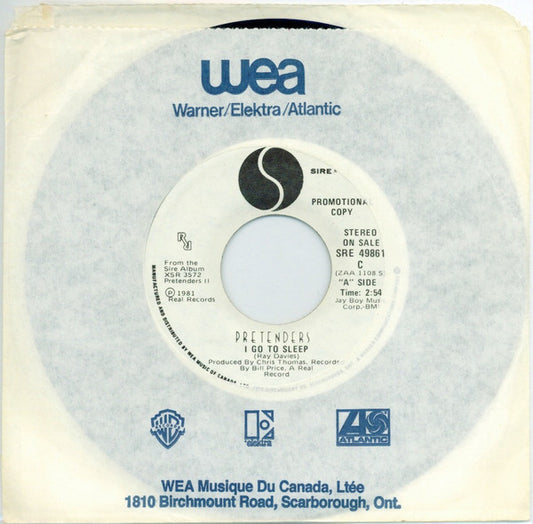 The Pretenders : I Go To Sleep (7", Promo)