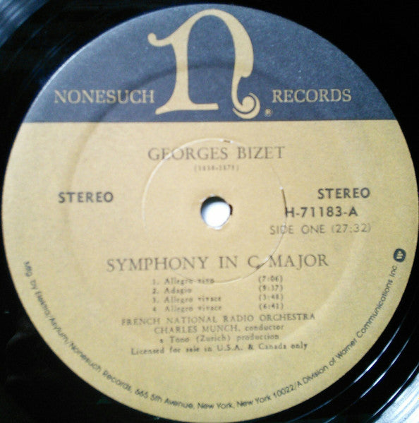 Georges Bizet, French National Radio Orchestra*, Charles Munch : Symphony In C Major / Jeux D'Enfants, Op. 22 / Patrie Overture, Op. 19 (LP)