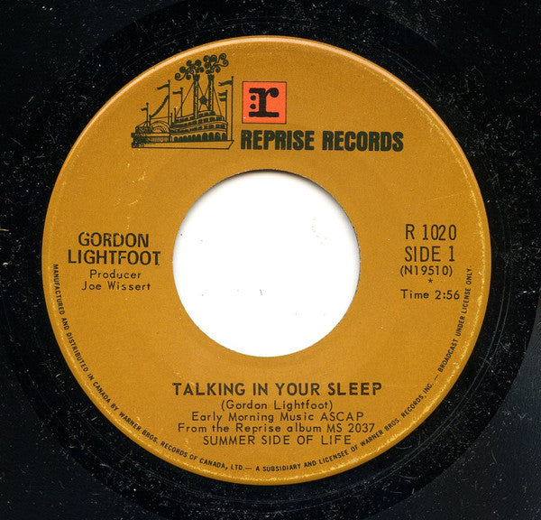 Gordon Lightfoot : Talking In Your Sleep (7", Single)