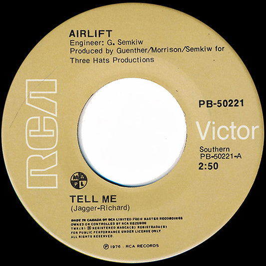Airlift : Tell Me / You Got Me Dancin' (7", Single)