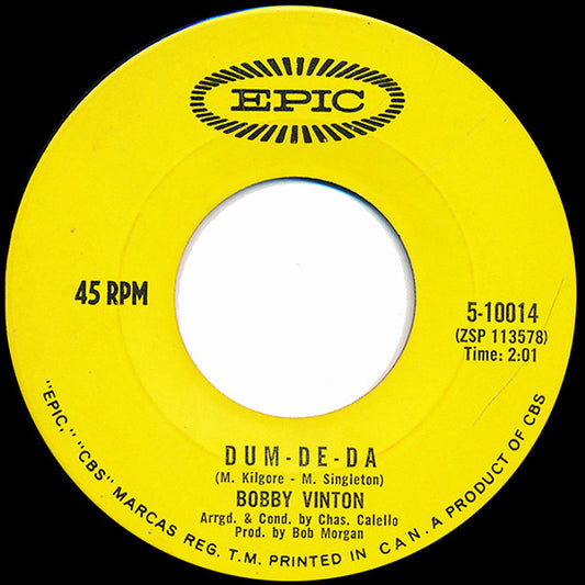 Bobby Vinton : Dum-De-Da / Blue Clarinet (7", Single)