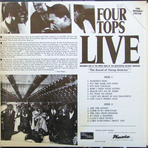 Four Tops : Four Tops Live (LP, Album)