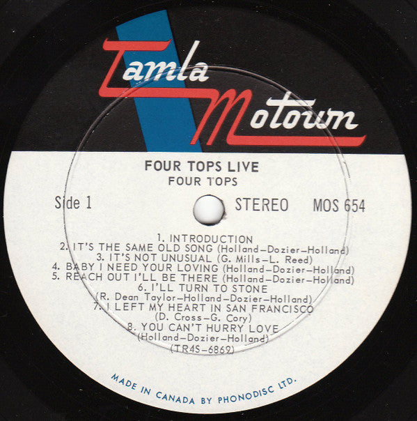 Four Tops : Four Tops Live (LP, Album)