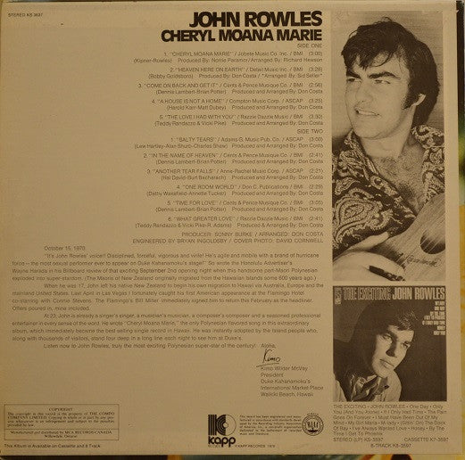 John Rowles : Cheryl Moana Marie (LP, Album)