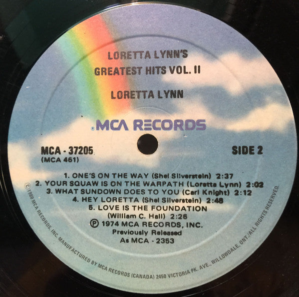 Loretta Lynn : Loretta Lynn's Greatest Hits Vol. II (LP, Comp, RE)