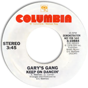 Gary's Gang : Keep On Dancin' (7", Single, Promo)