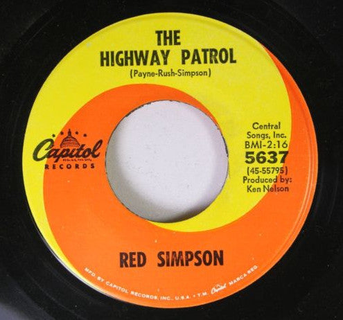 Red Simpson : The Highway Patrol (7", Single)