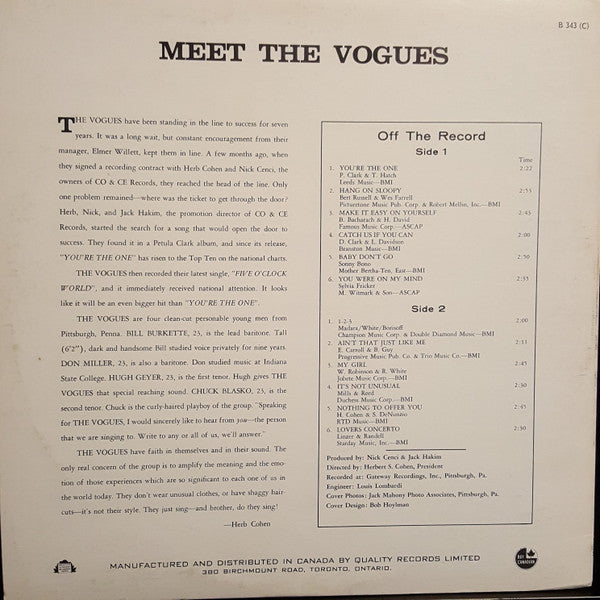 The Vogues : Meet The Vogues (LP)