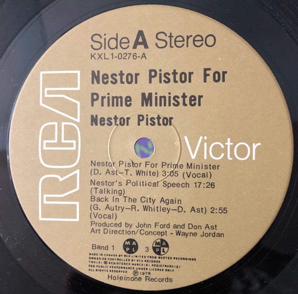 Nestor Pistor : Nestor Pistor For Prime Minister (LP, Album)