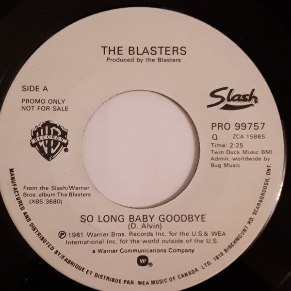 The Blasters : So Long Baby Goodbye  (7", Single, Promo)