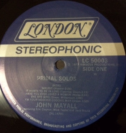 John Mayall : Primal Solos (LP, Album, PRC)