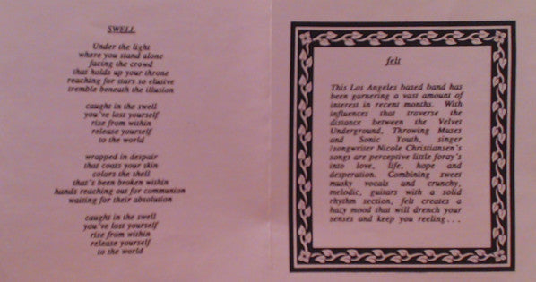 Felt (6) : Valentine (7", Single, Red)