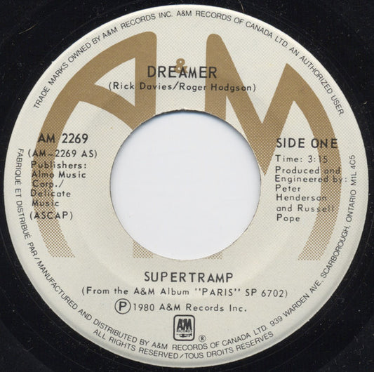 Supertramp : Dreamer (7", Single)