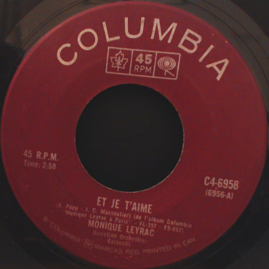 Monique Leyrac : Et Je T'aime (7", Single)