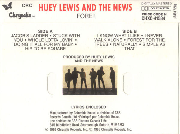 Huey Lewis & The News : Fore! (Cass, Album, Club, A&B)