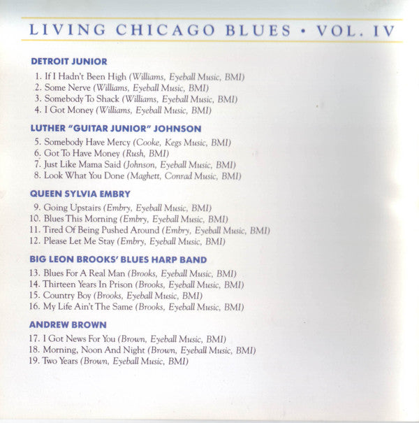 Detroit Junior / Luther "Guitar Junior" Johnson / Queen Sylvia Embry, Big Leon Brooks' Blues Harp Band, Andrew Brown : Living Chicago Blues - Volume Number 4 (CD, Comp)