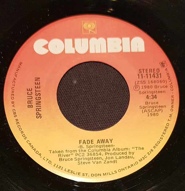 Bruce Springsteen : Fade Away (7")