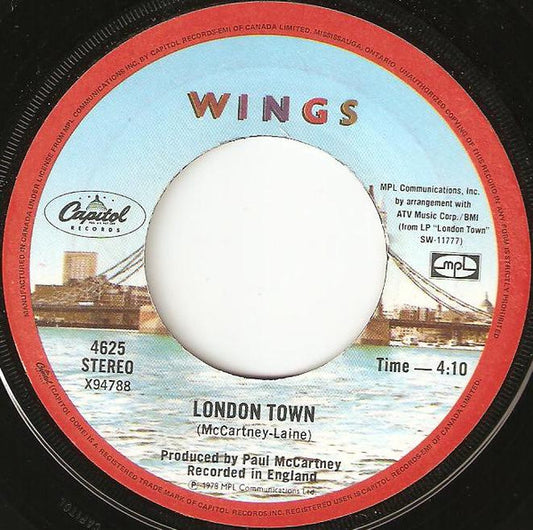 Wings (2) : London Town (7", Single)
