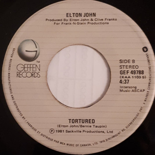 Elton John : Chloe (7", Single)