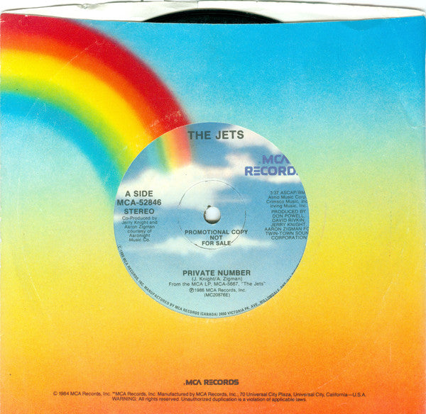 The Jets : Private Number / Look, No Strings (7", Single)