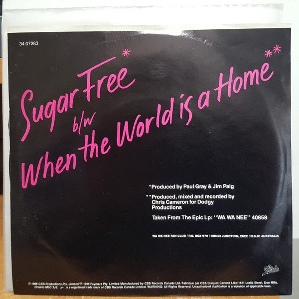 Wa Wa Nee : Sugar Free (7", Single)