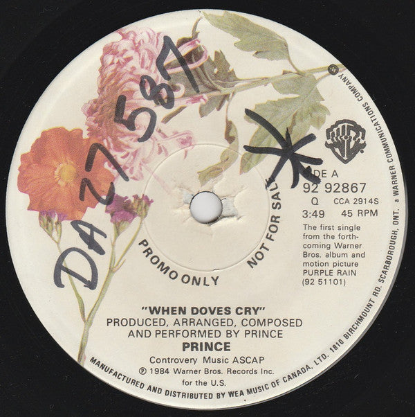 Prince : When Doves Cry (7", Single, Promo)