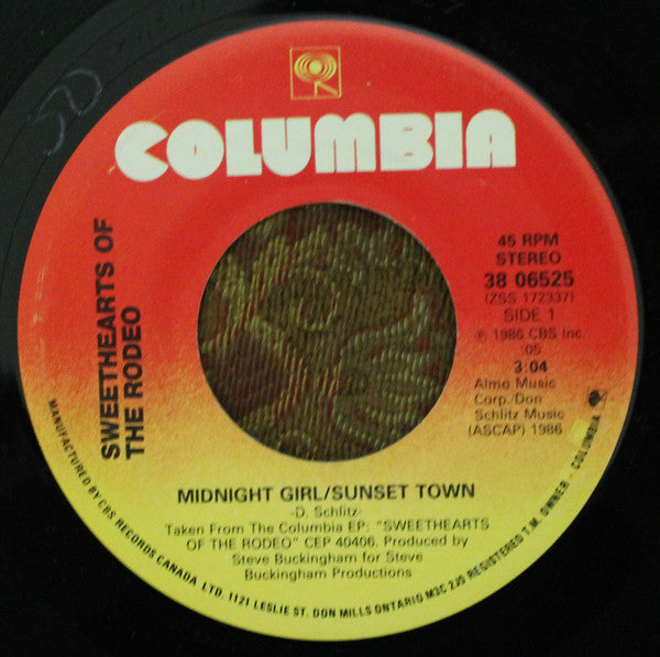 Sweethearts Of The Rodeo : Midnight Girl/Sunset Town (7")