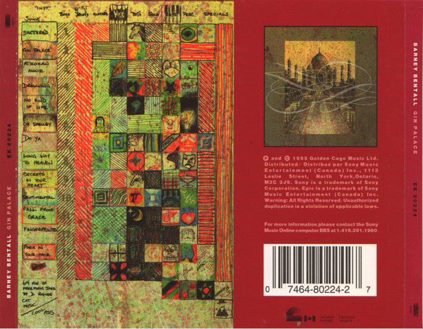 Barney Bentall : Gin Palace (CD, Album)