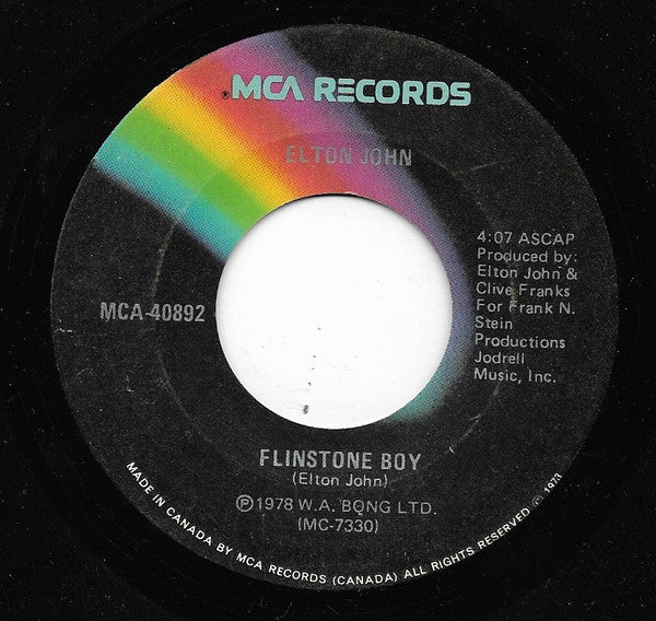 Elton John : Ego / Flinstone Boy (7", Single)