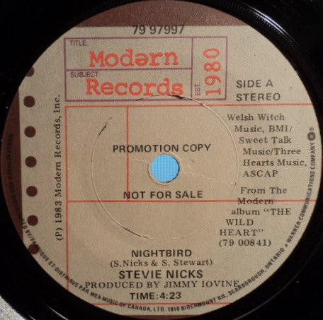 Stevie Nicks : Nightbird (7", Promo)