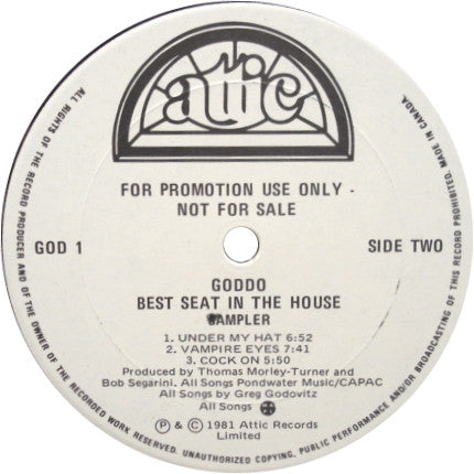 Goddo : Best Seat In The House Goddo Live Special Sampler (LP, Album, Promo)