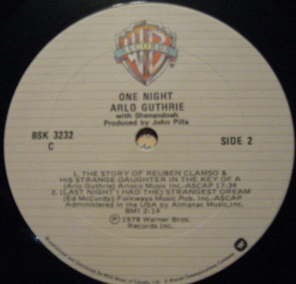 Arlo Guthrie With Shenandoah (2) : One Night (LP, Album)