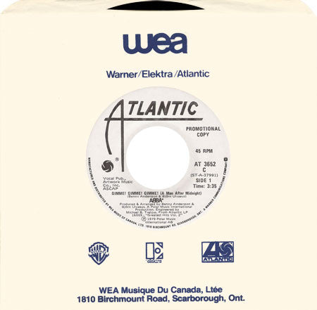 ABBA : Gimme! Gimme! Gimme! (A Man After Midnight) (7", Single, Promo)