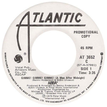 ABBA : Gimme! Gimme! Gimme! (A Man After Midnight) (7", Single, Promo)