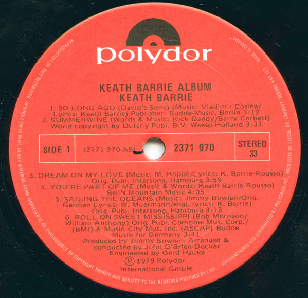 Keath Barrie : The Keath Barrie Album (LP)
