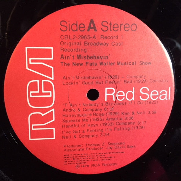 "Ain't Misbehavin'" Original Broadway Cast : Ain't Misbehavin': The New Fats Waller Musical Show (2xLP, Album, Gat)