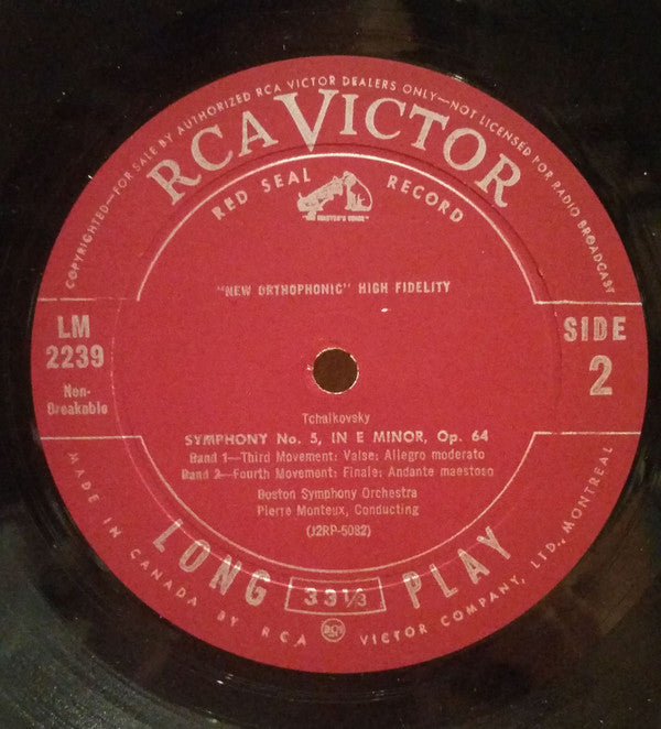Pyotr Ilyich Tchaikovsky, Pierre Monteux Conducting The Boston Symphony Orchestra : Symphony No. 5 (LP, Album, Mono)