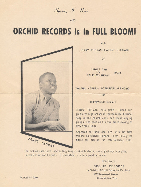 Jerry Thomas (5) : Jungle Dan / Helpless Heart (7")